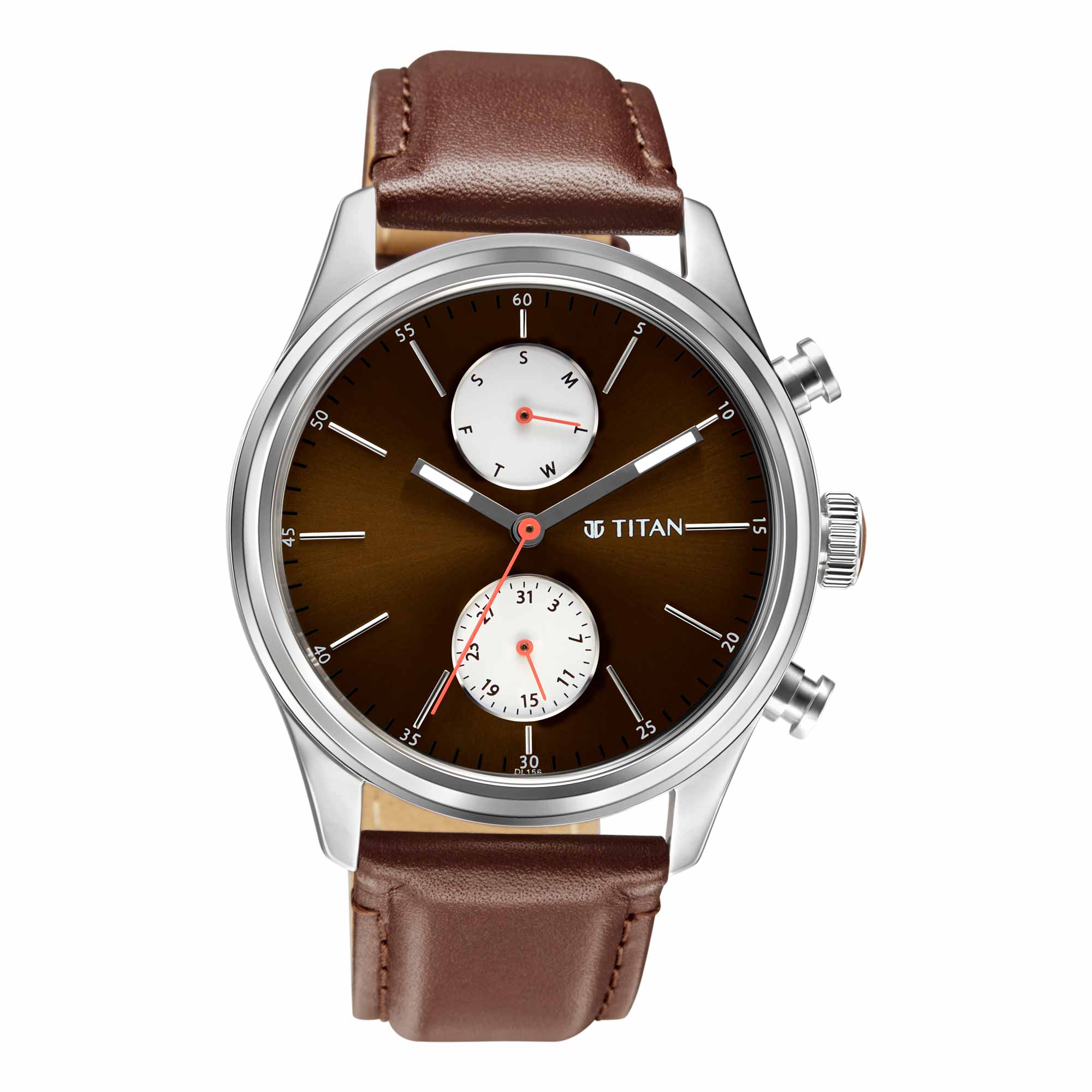 Elmnt Brown Dial Leather Strap Watch – Albatel - Main Image