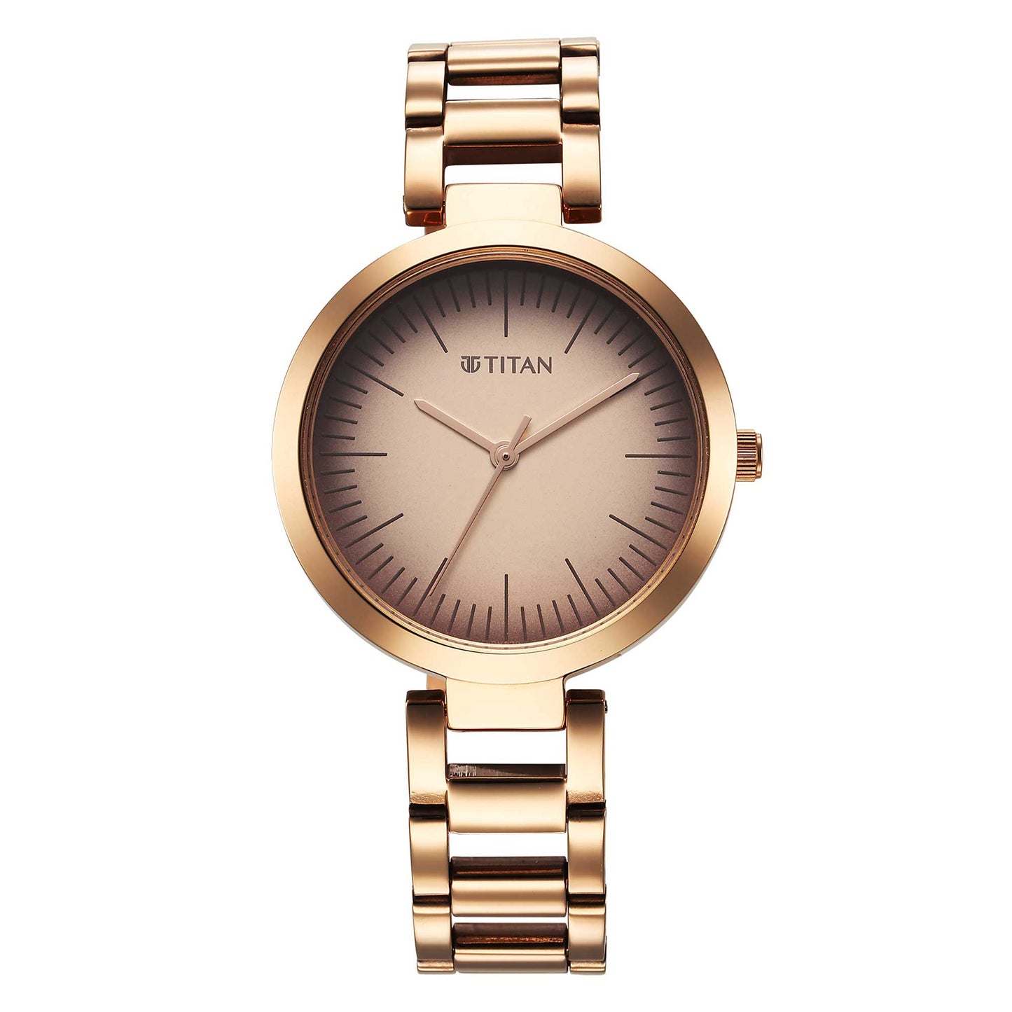 Titan Workwear Quartz Analog Beige Dial Rose Gold Stainless Steel Strap Watch for Women-Titan-Albatel
