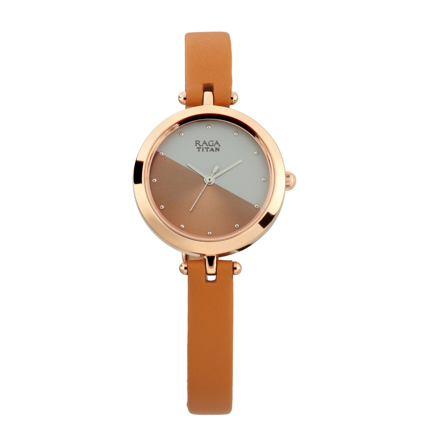 Raga Viva Rose Gold Dial Leather Strap Watch