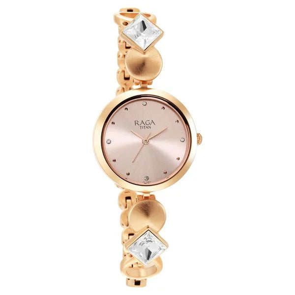 Love All Watch with Pink Dial & Brass Strap