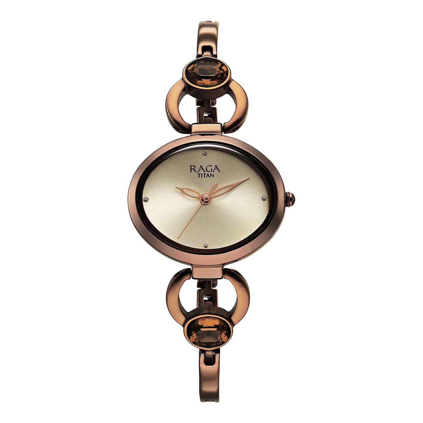 Titan Raga Viva Quartz Analog Champagne Dial Metal Strap Watch for Women-Titan-Albatel