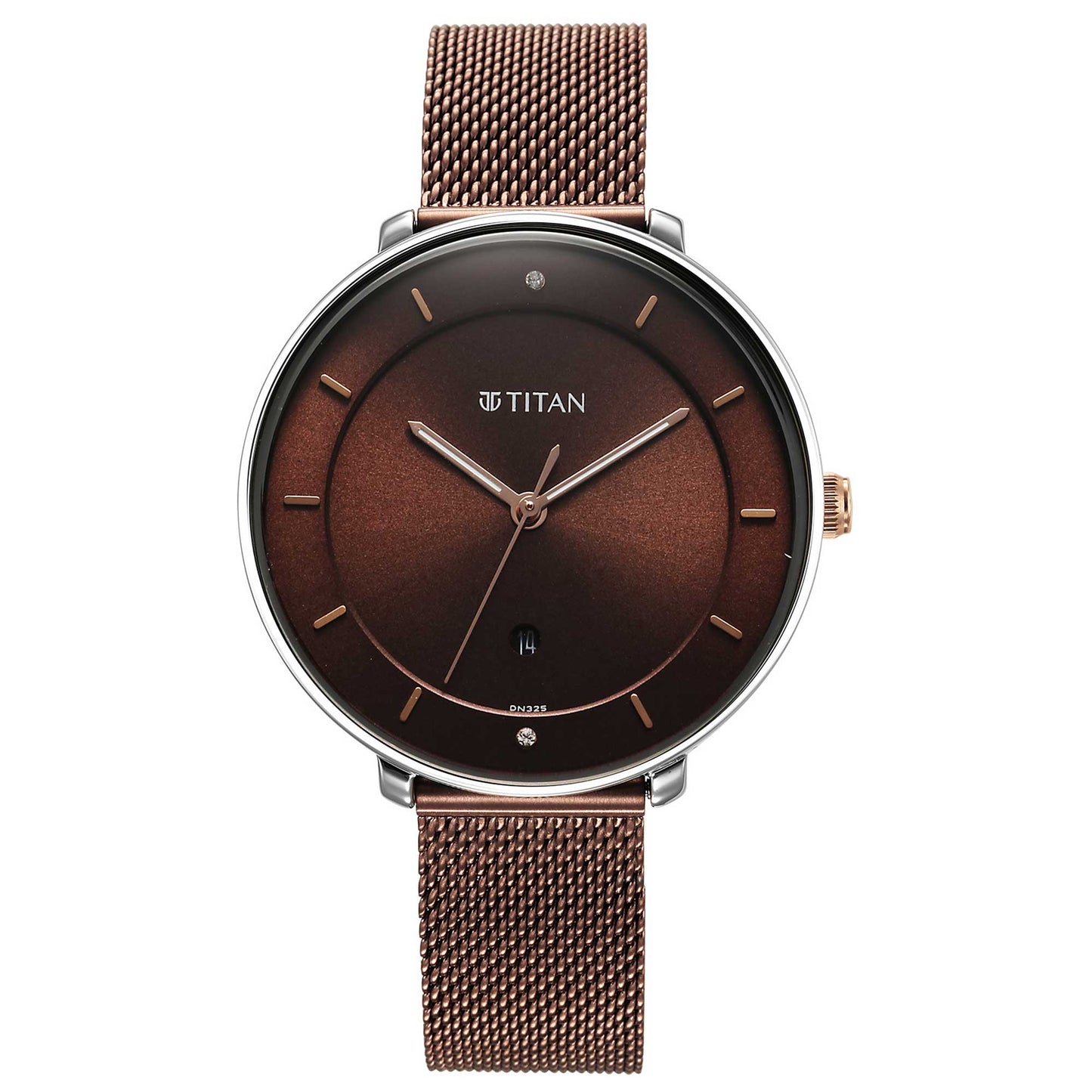 Noir Brown Dial Metal Strap Watch-Titan-Albatel