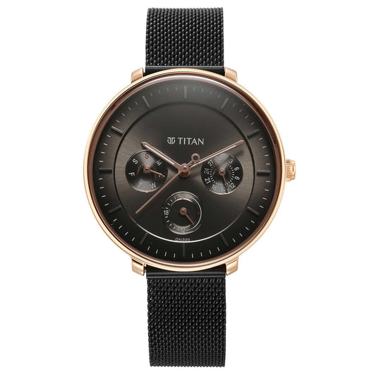Noir Anthracite Dial Metal Strap Watch-Titan-Albatel