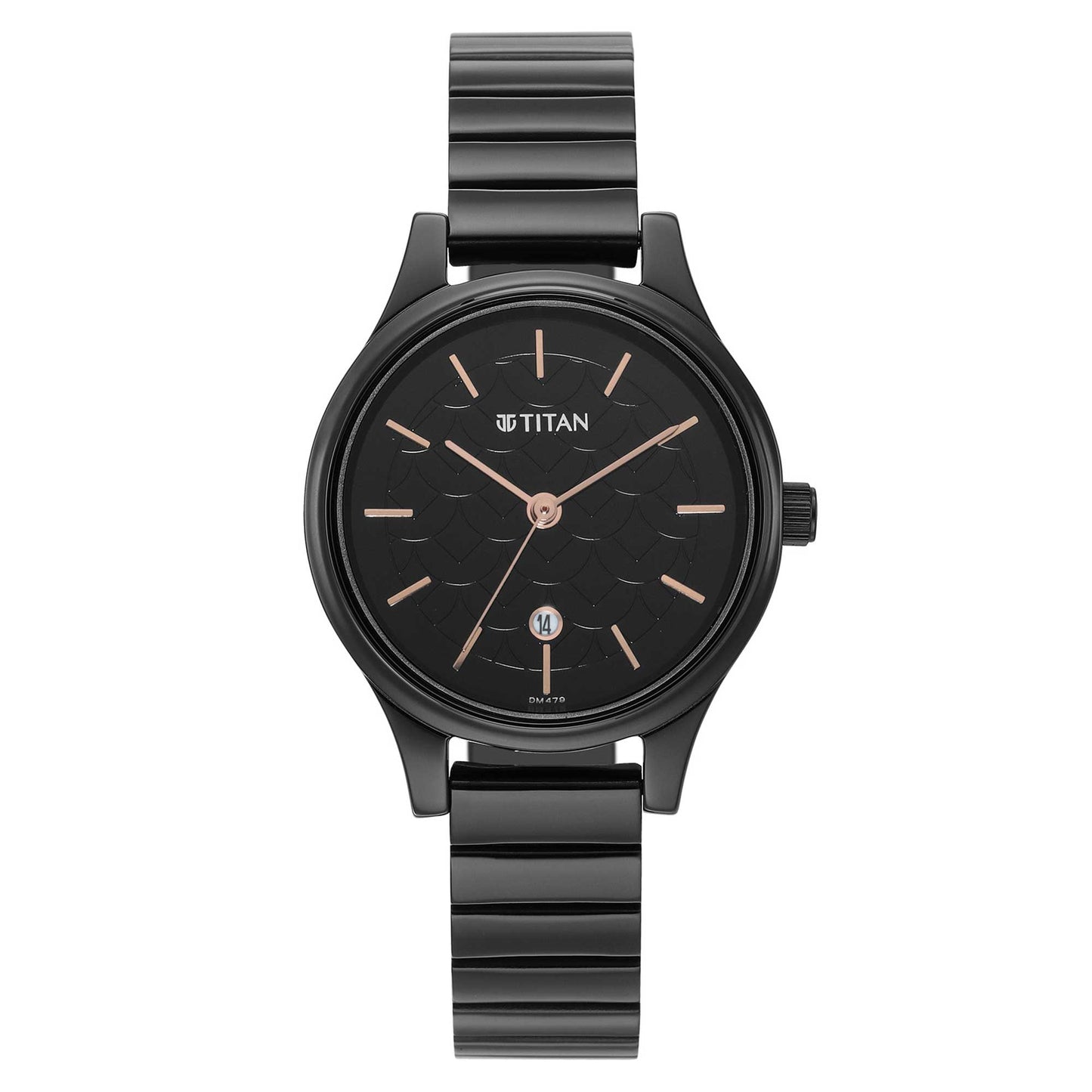 Ladies Karishma Black Dial Metal Strap Watch-Titan-Albatel