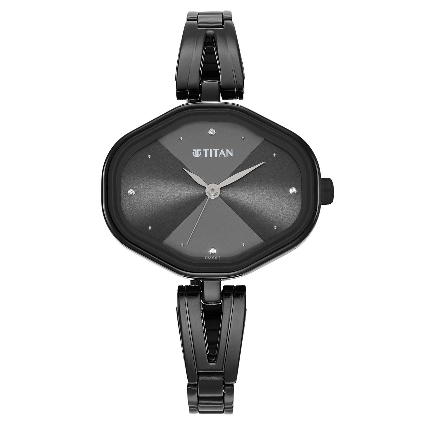 Ladies Karishma Black Dial Metal Strap Watch-Titan-Albatel