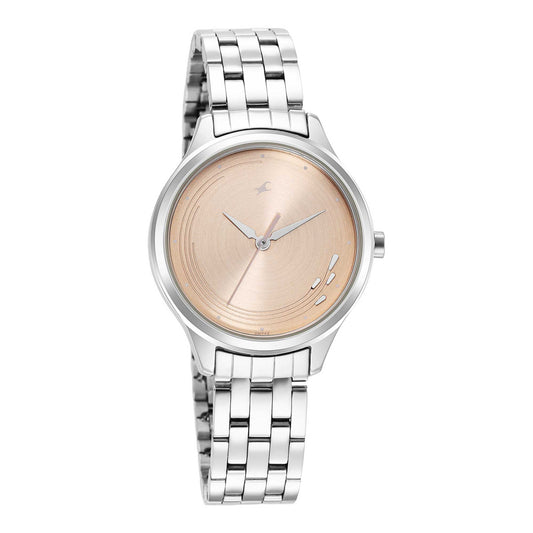 Fastrack Stunners Quartz Analog Rose Gold Dial Stainless Steel Strap Watch for Girls