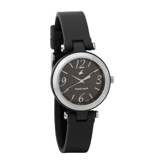 Trendies Black Dial Silicone Strap Watch