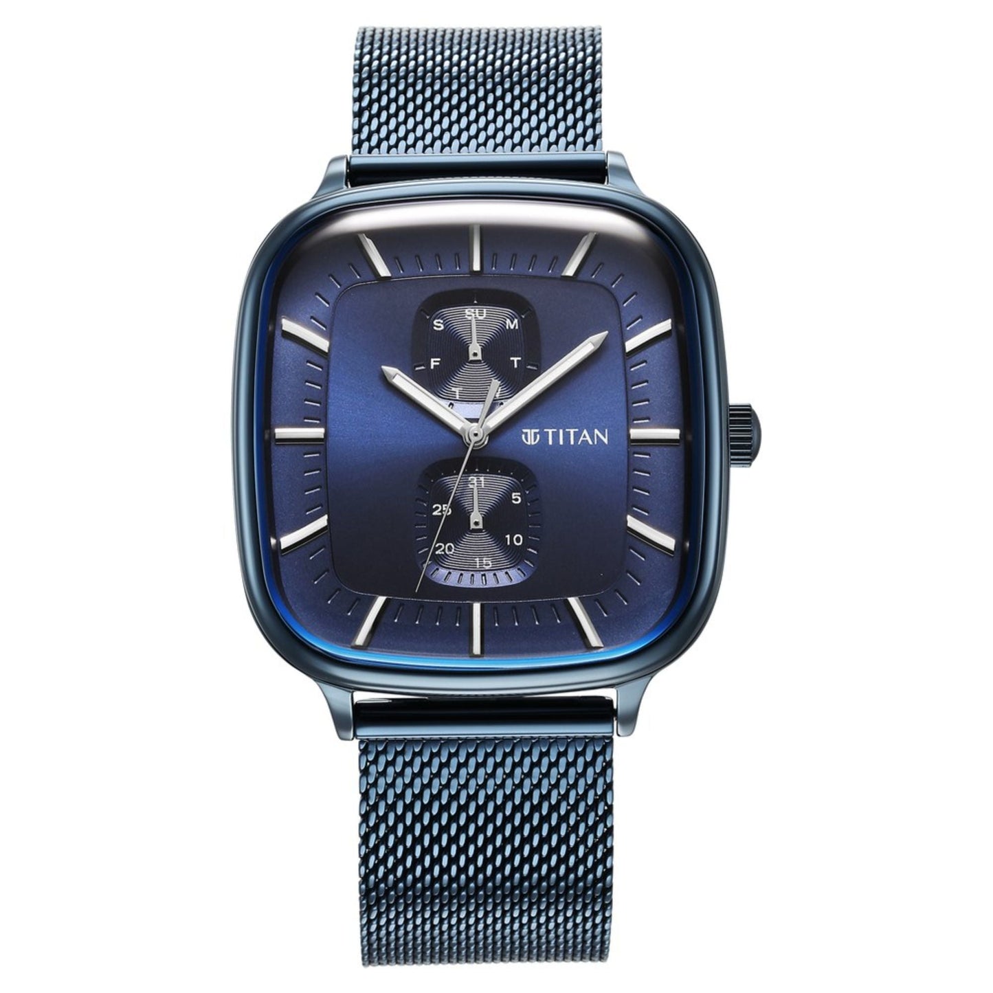 Titan Avant Garde Quartz Multifunction Blue Dial Stainless Steel Strap for Men