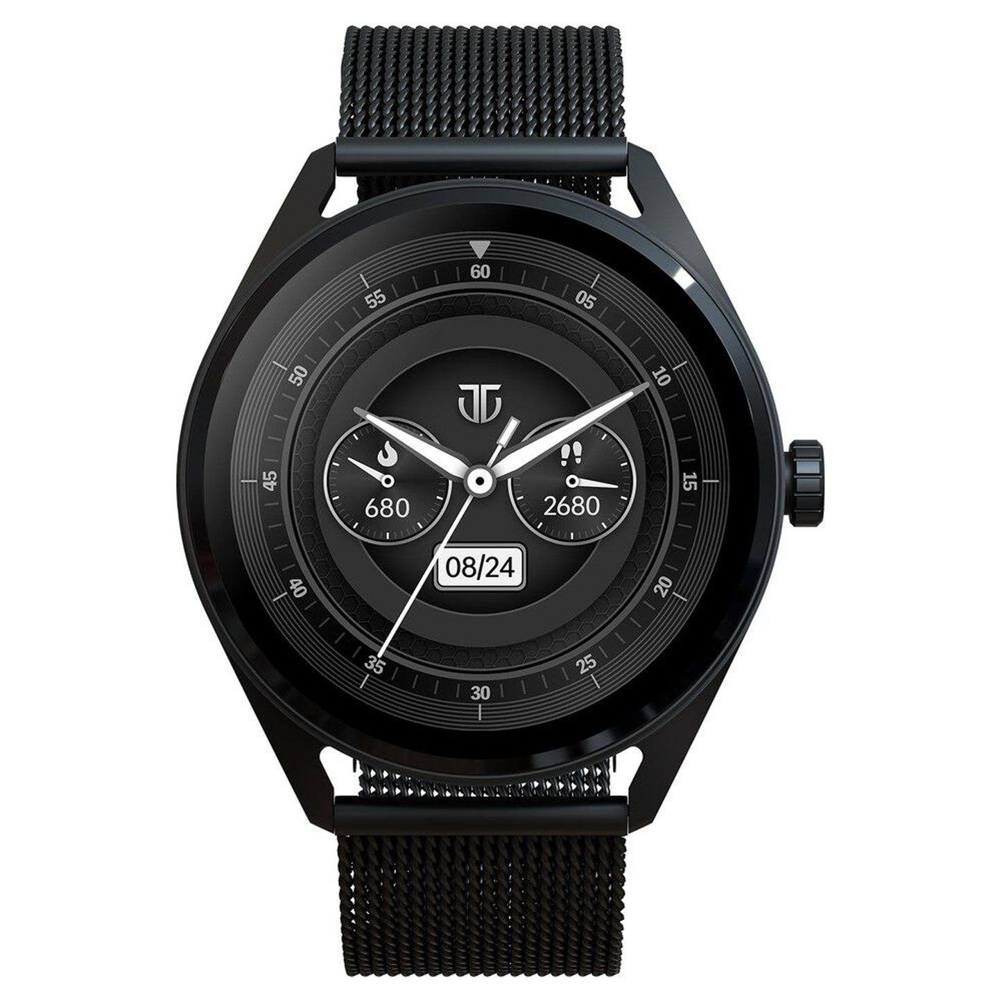 Titan Crest with 3.63 cm AMOLED Display and AOD, Functional Crown, BT Calling Smartwatch