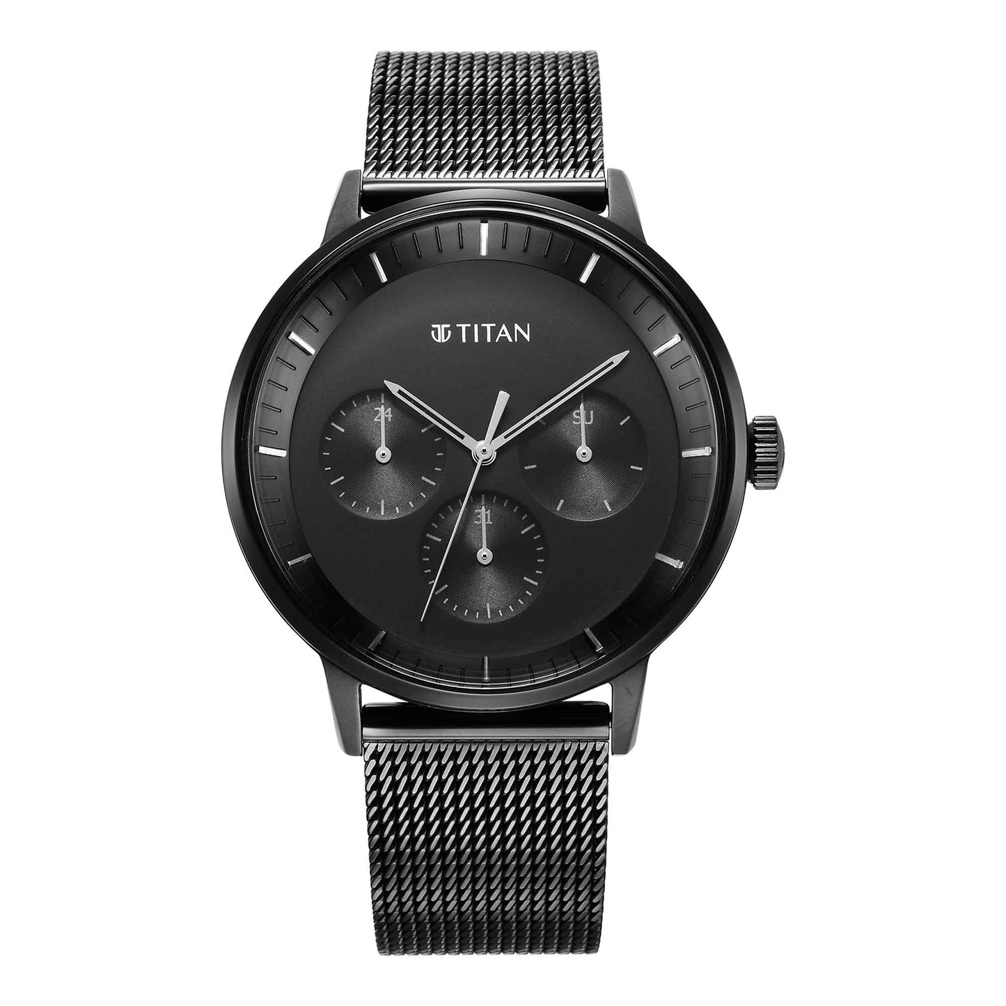 Titan Modern Classics Black Dial Multi Stainless Steel Strap watch for Men-Titan-Albatel