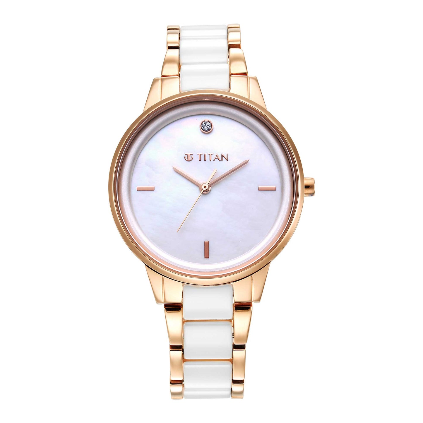 Purple Ceramics Mother Of Pearl Dial Steel & Ceramic Strap Watch for Women-Titan-Albatel