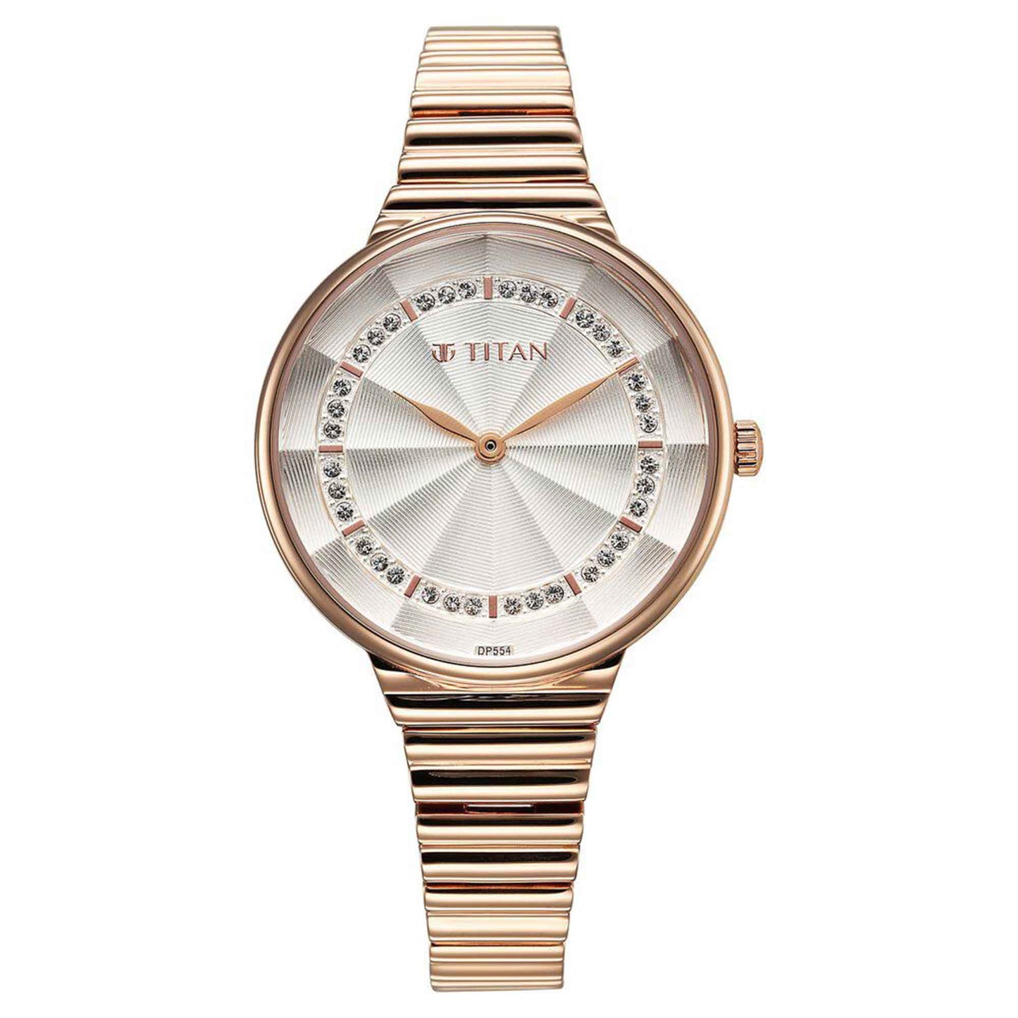 Titan Aura Quartz Analog Silver Dial Stainless Steel Strap Watch for Women