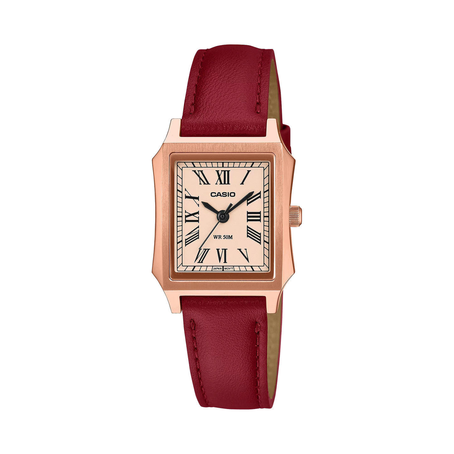 Casio Square Analog Rose Gold Leather