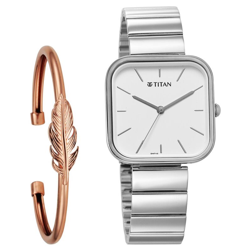 Titan Purple Stackables Quartz Analog White Dial Watch for Women-TITAN-Albatel
