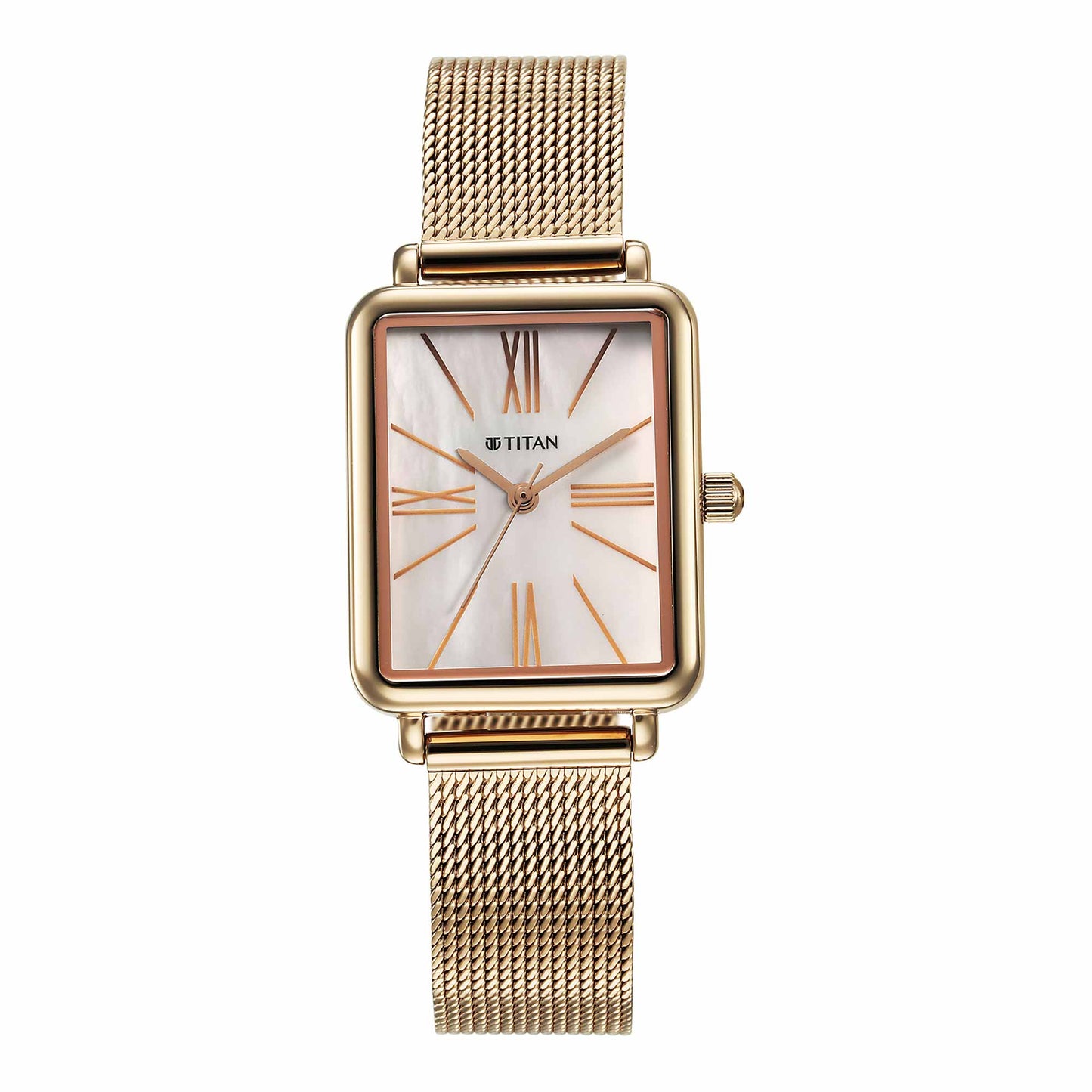 Titan Slimline Quartz Analog Mother Of Pearl Dial Rose Gold Stainless Steel Strap Watch for Women-TITAN-Albatel