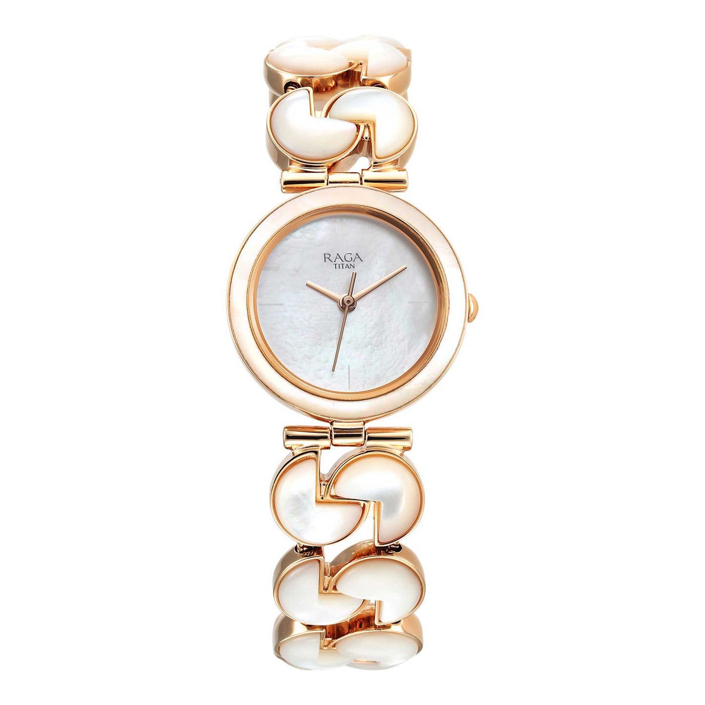 Titan Raga Power Pearls Quartz Analog Mother Of Pearl Dial Metal Strap Watch for Women-TITAN-Albatel