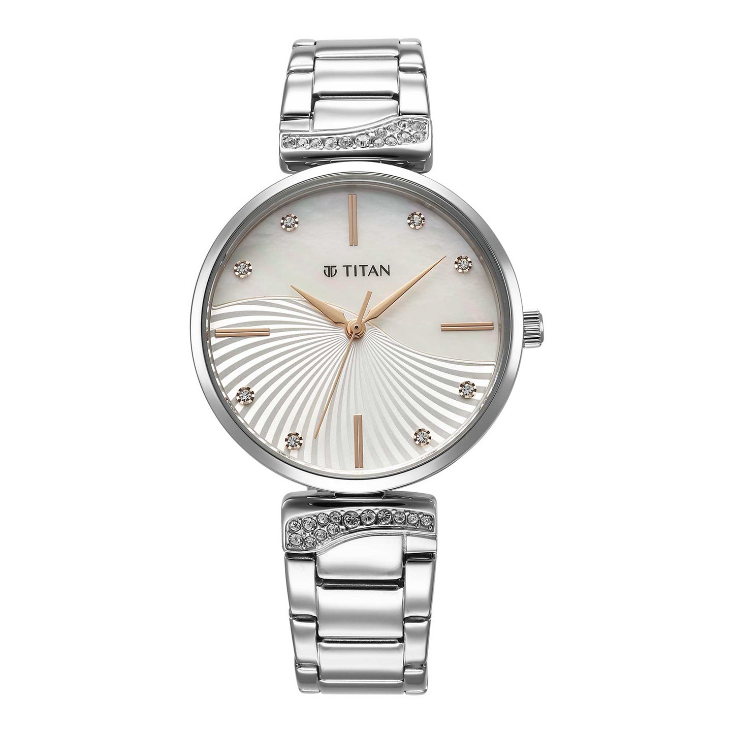 Titan Purple Style Up Quartz Analog Mother Of Pearl Dial Stainless Steel Strap Watch for Women-TITAN-Albatel