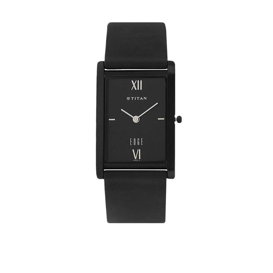 Black Dial Leather Strap Watch