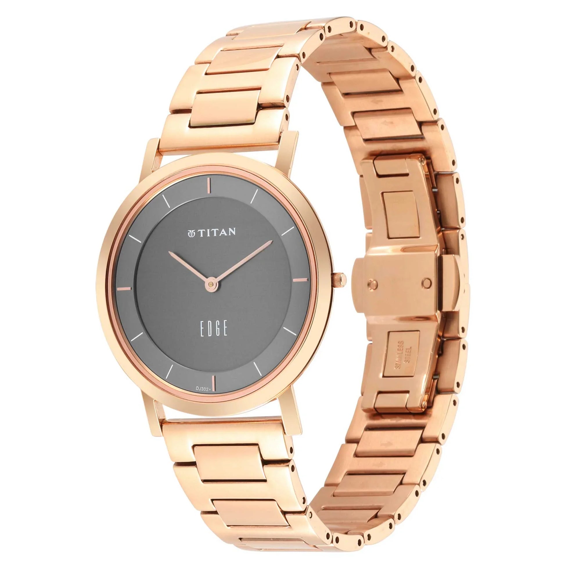 Edge Anthracite Dial Rose Gold Strap Watch