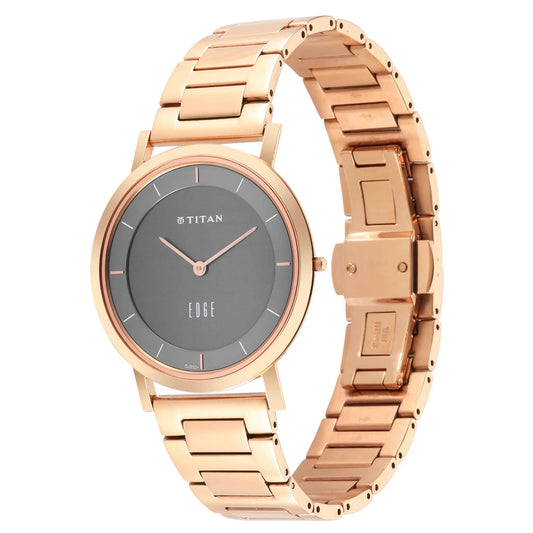 Edge Anthracite Dial Rose Gold Strap Watch