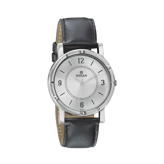 Silver Dial Leather Strap Watch