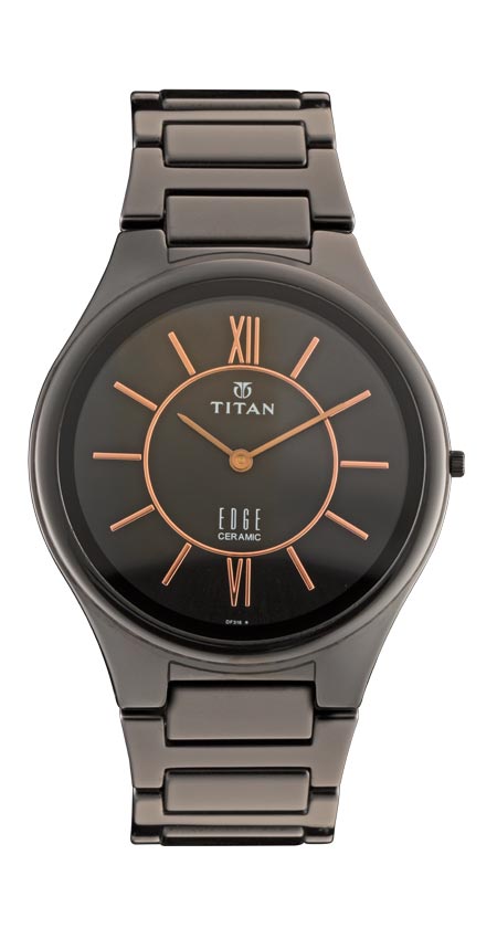 Titan Edge Ceramic Black Dial Analog Watch for Men