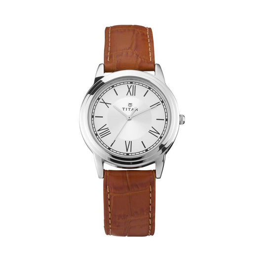 Titan Silver White Dial Analog
