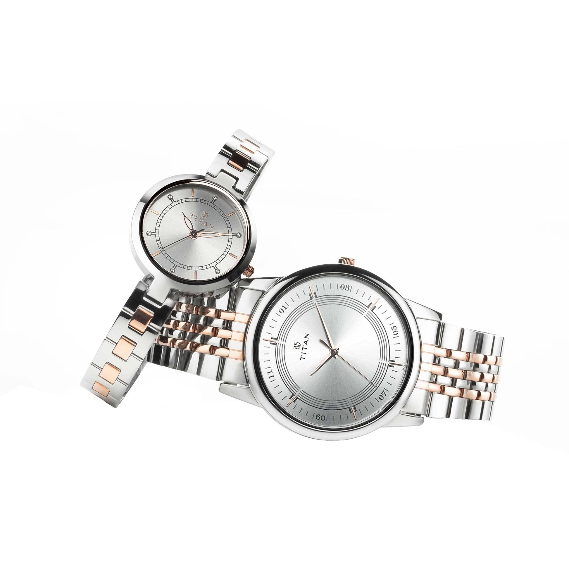 Bandhan Silver White Dial Stainless Steel Pair Watches