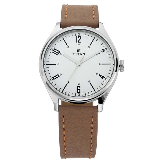 Workwear Watch with Silver Dial & Tan Leather Strap