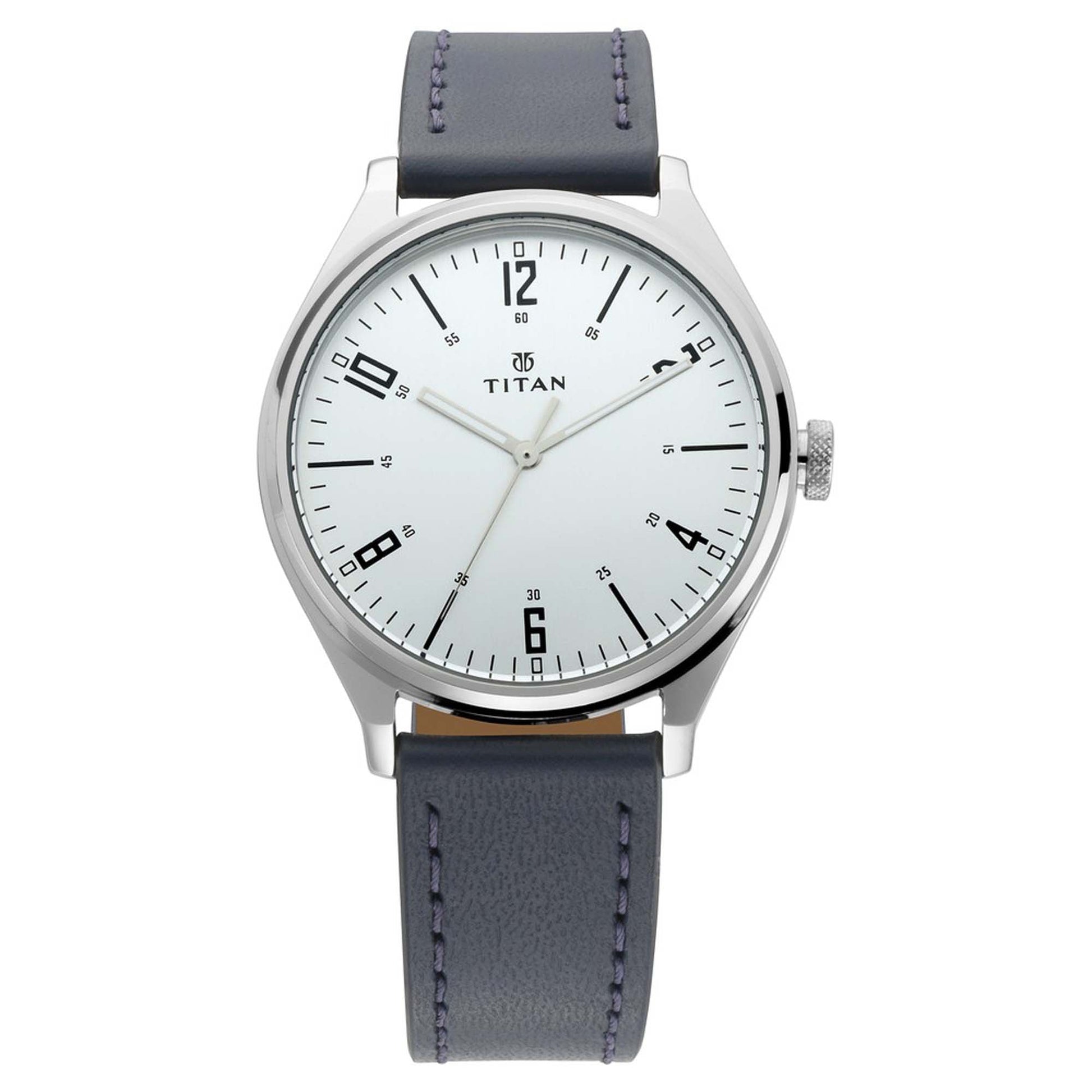 Workwear Watch with Silver Dial & Blue Leather Strap