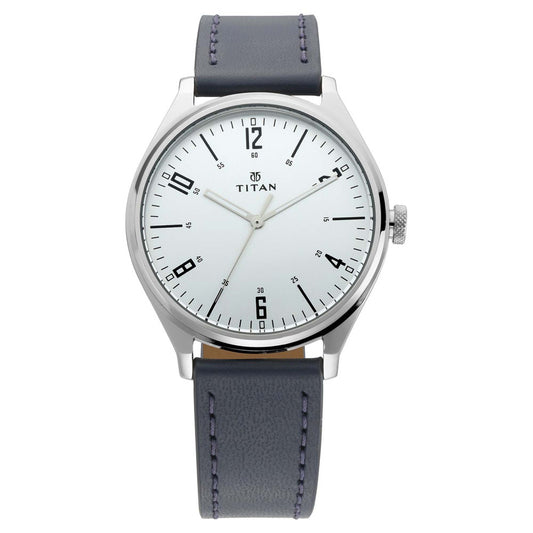 Workwear Watch with Silver Dial & Blue Leather Strap