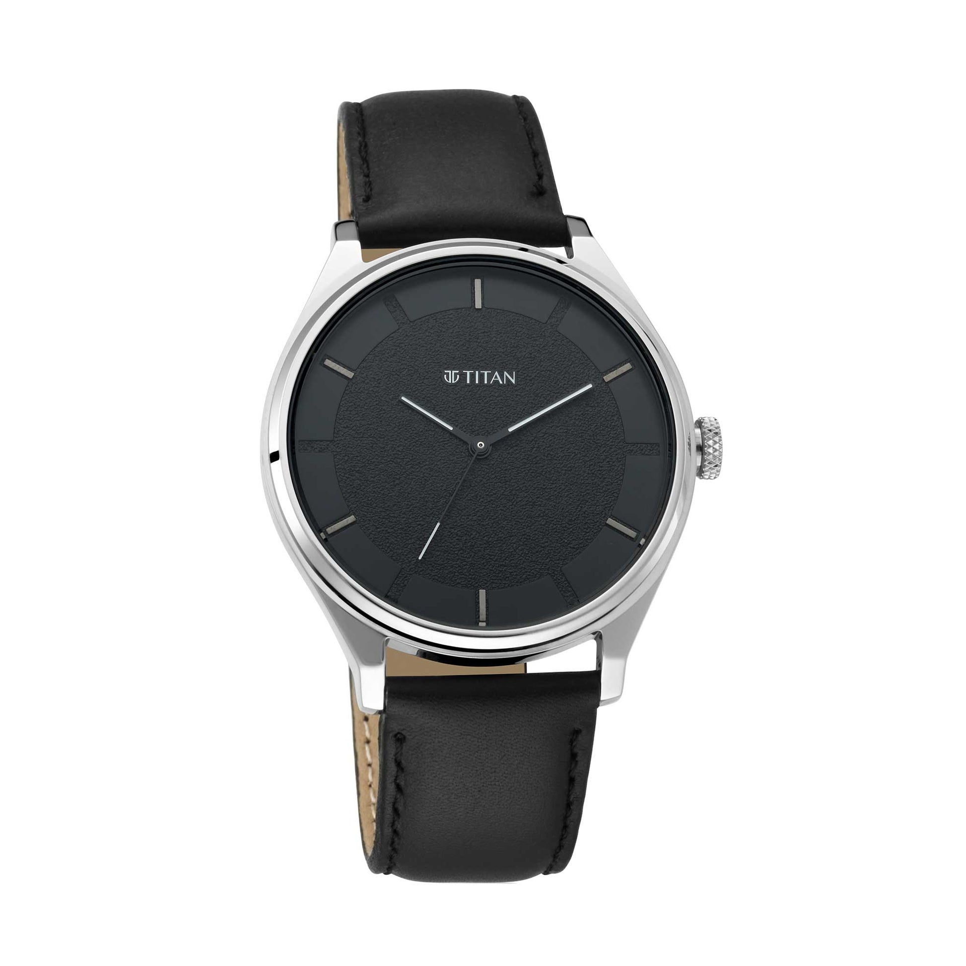 Workwear Watch with Black Dial & Leather Strap