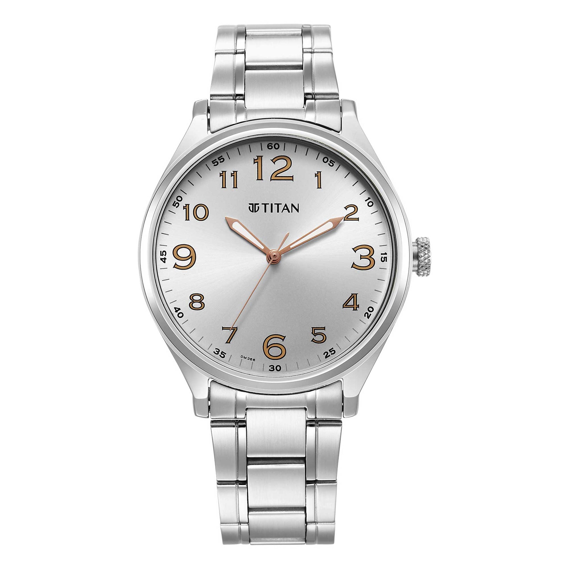 Titan Quartz Analog Silver White Dial Metal Strap Watch for Men