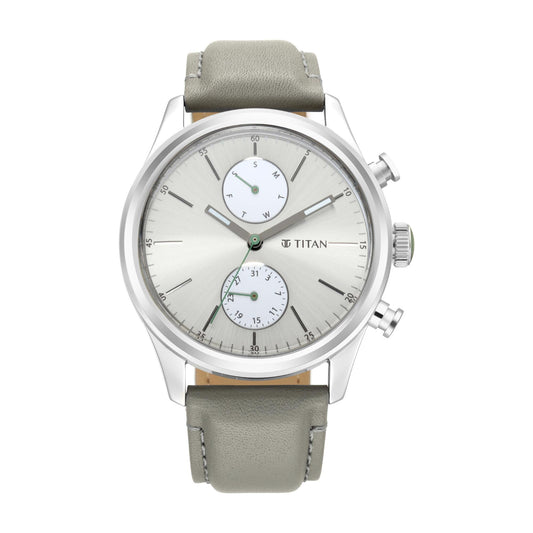 Titan Quartz Analog with Day and Date Grey
