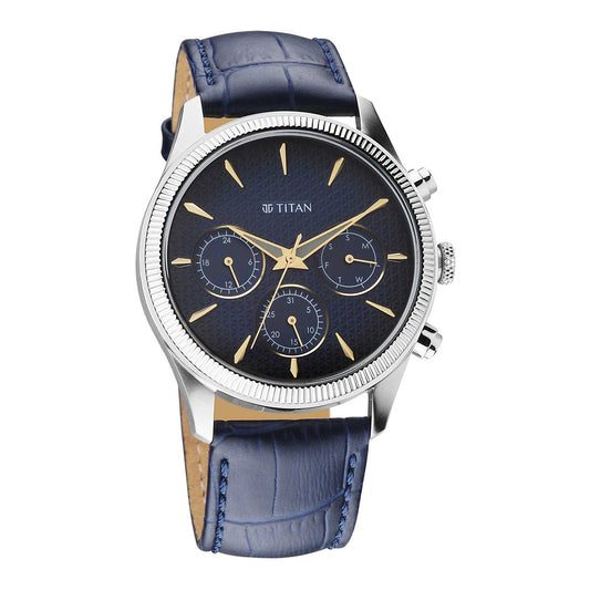 Titan Wrist Wit Quartz Analog with Day and Date Grey Dial Leather Strap Watch for Men