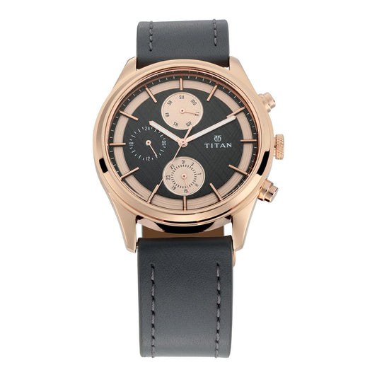 Workwear Watch with Grey Dial & Grey Leather Strap