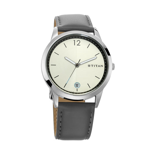 Workwear Watch with Silver Dial & Leather Strap
