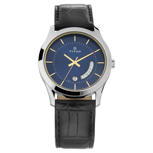 Blue Dial Leather Strap Watch