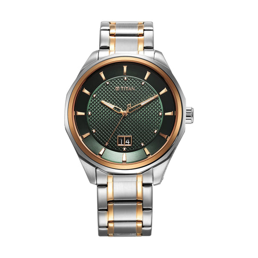 Titan Regalia Opulent Quartz Analog with Date Green Dial With Two Toned Stainless Steel Strap Watch For Men