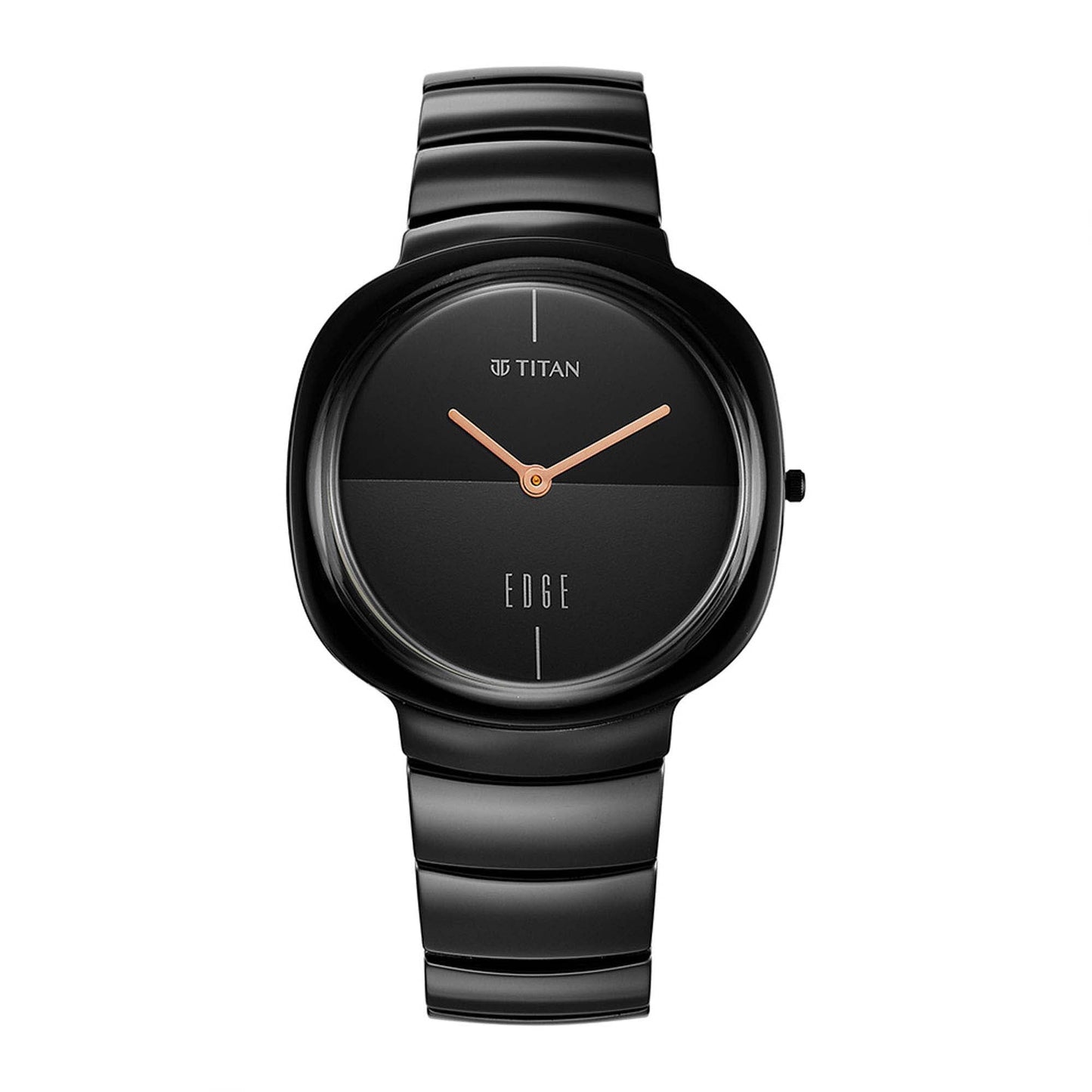 Edge Squircle Black Dial Ceramic Strap Watch