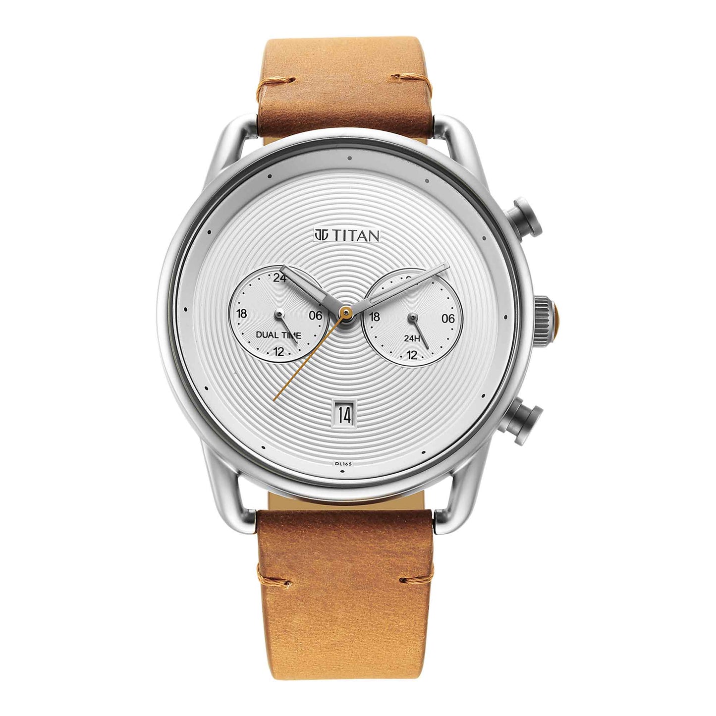 Retro Silver White Dial  Tan Leather Strap Watch