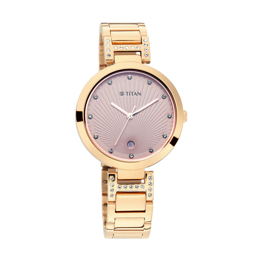 Sparkle II Pink Dial Metal Strap Watch