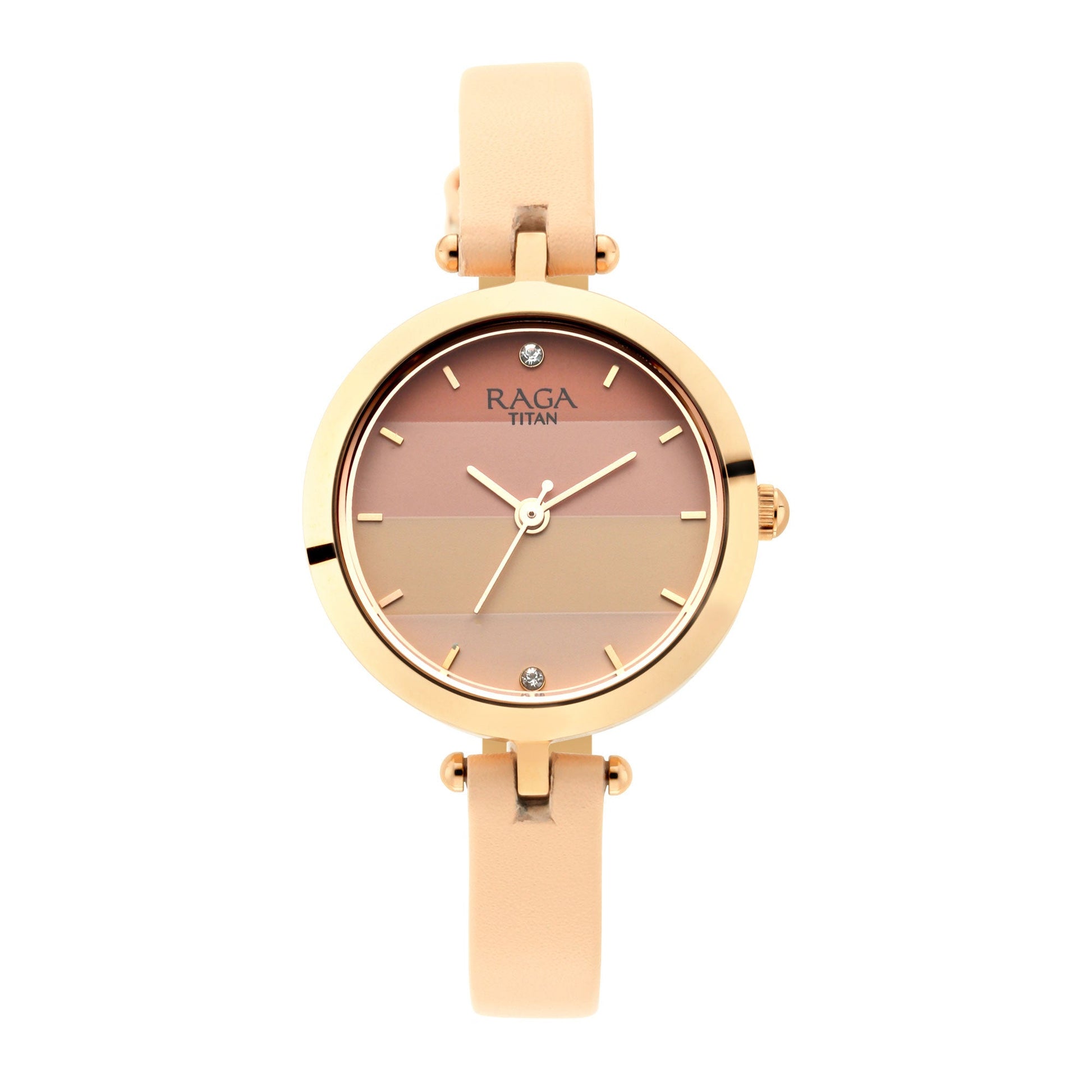 Raga Viva Pink Dial Leather Strap Watch