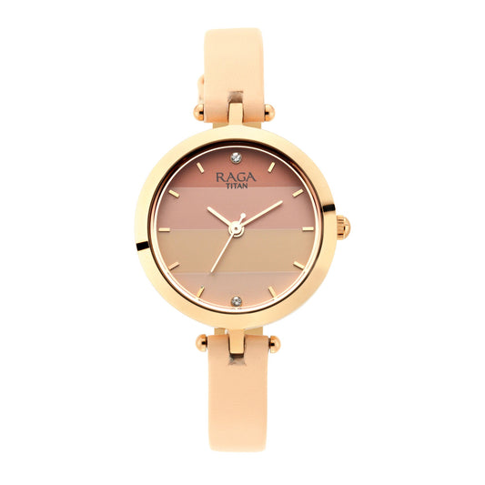 Raga Viva Pink Dial Leather Strap Watch