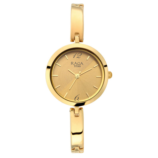 Raga Viva Golden Dial Metal Strap Watch