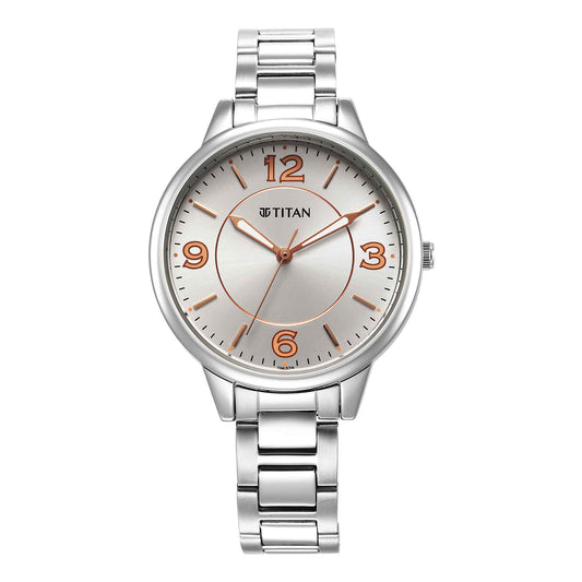 Urban Silver White Dial Metal Strap Watch