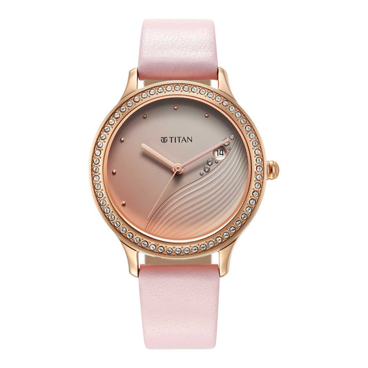 Titan Purple Glam It Up Pink Dial Analog Strap Watch for Women-Titan-Albatel