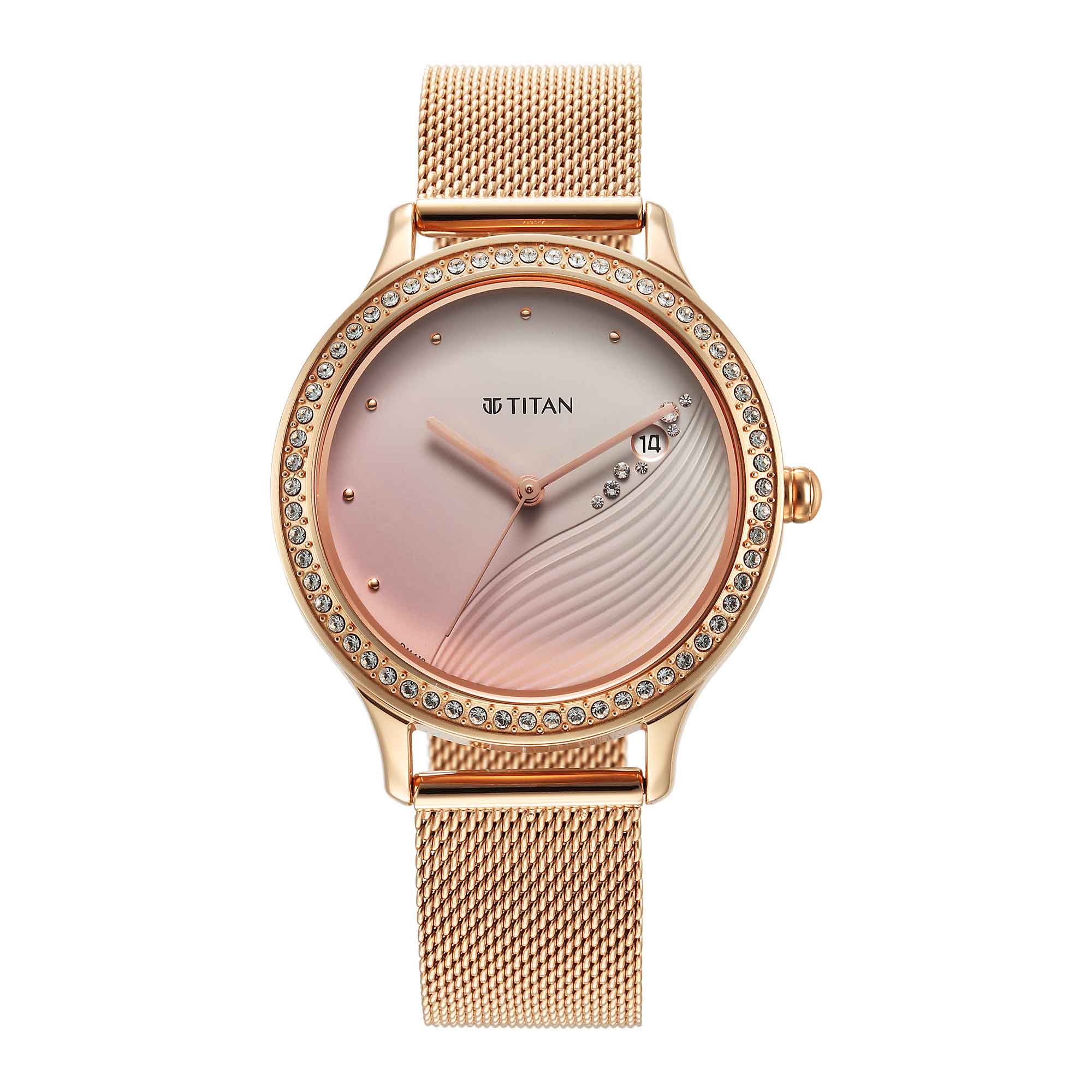 Titan Sparkle Pink Dial Analog Date Function Watch for Women Albatel