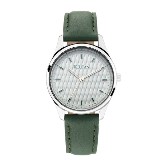 Workwear Watch with White Dial & Leather Strap