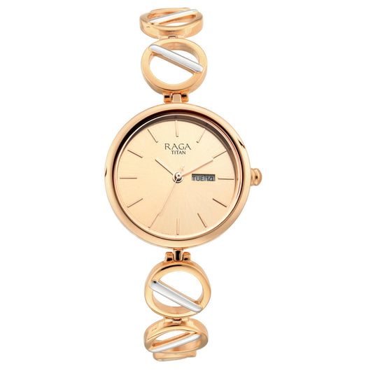 Raga Viva Rose Gold Dial Metal Strap Watch